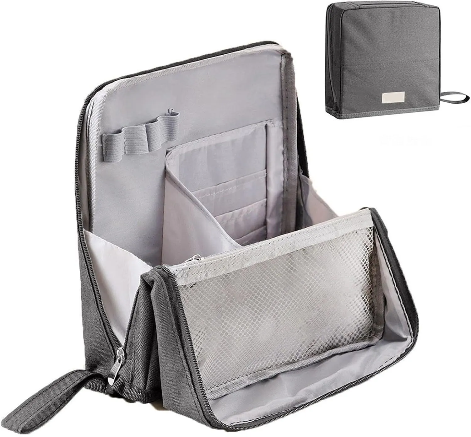 Standing Makeup Bag Portable, Large Capacity, Doresty Makeup Bag, Waterproof Multipurpose Stand up Toiletry Bags Stationery Organizer, Toiletry Bags with Compartments for Traveling (Gray)