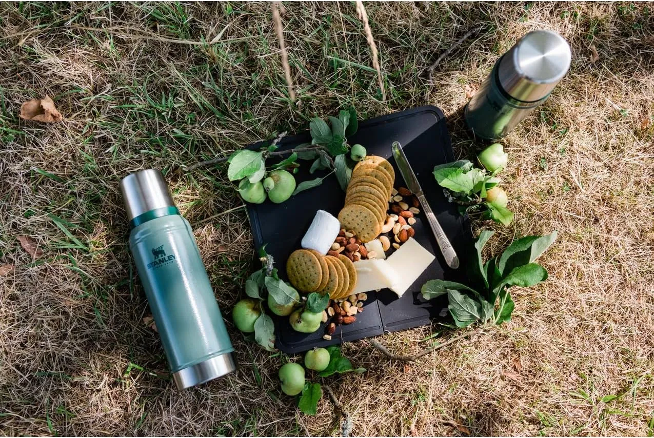 Stanley Classic Legendary Vacuum Bottle 1.0 qt | Wide Mouth with Leakproof Cup Lid | Keep Drinks Hot or Cold | Packable for Travel | Insulated Stainless Steel Thermos | BPA-Free | Hammertone Green