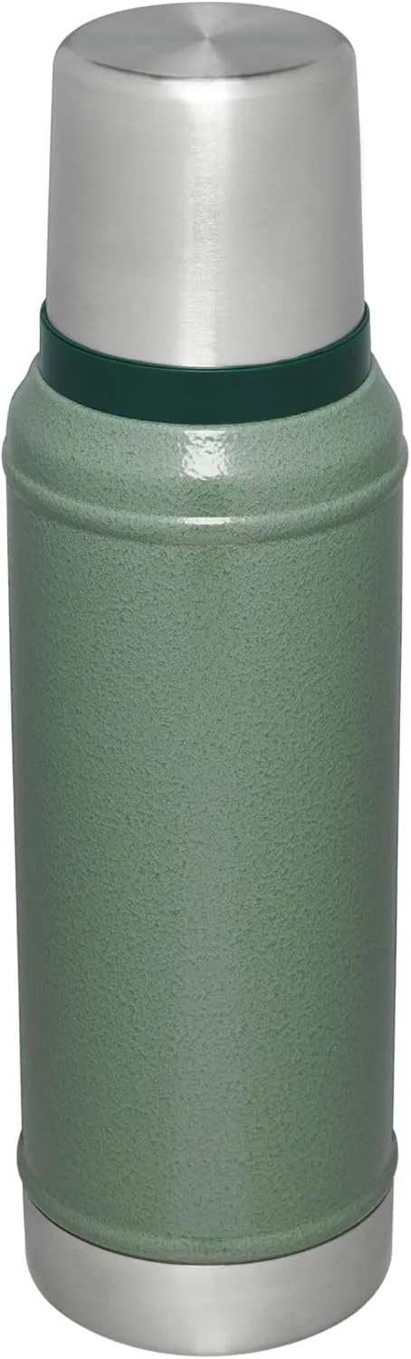 Stanley Classic Legendary Vacuum Bottle 1.0 qt | Wide Mouth with Leakproof Cup Lid | Keep Drinks Hot or Cold | Packable for Travel | Insulated Stainless Steel Thermos | BPA-Free | Hammertone Green