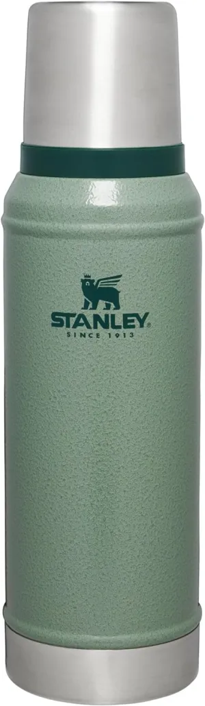 Stanley Classic Legendary Vacuum Bottle 1.0 qt | Wide Mouth with Leakproof Cup Lid | Keep Drinks Hot or Cold | Packable for Travel | Insulated Stainless Steel Thermos | BPA-Free | Hammertone Green