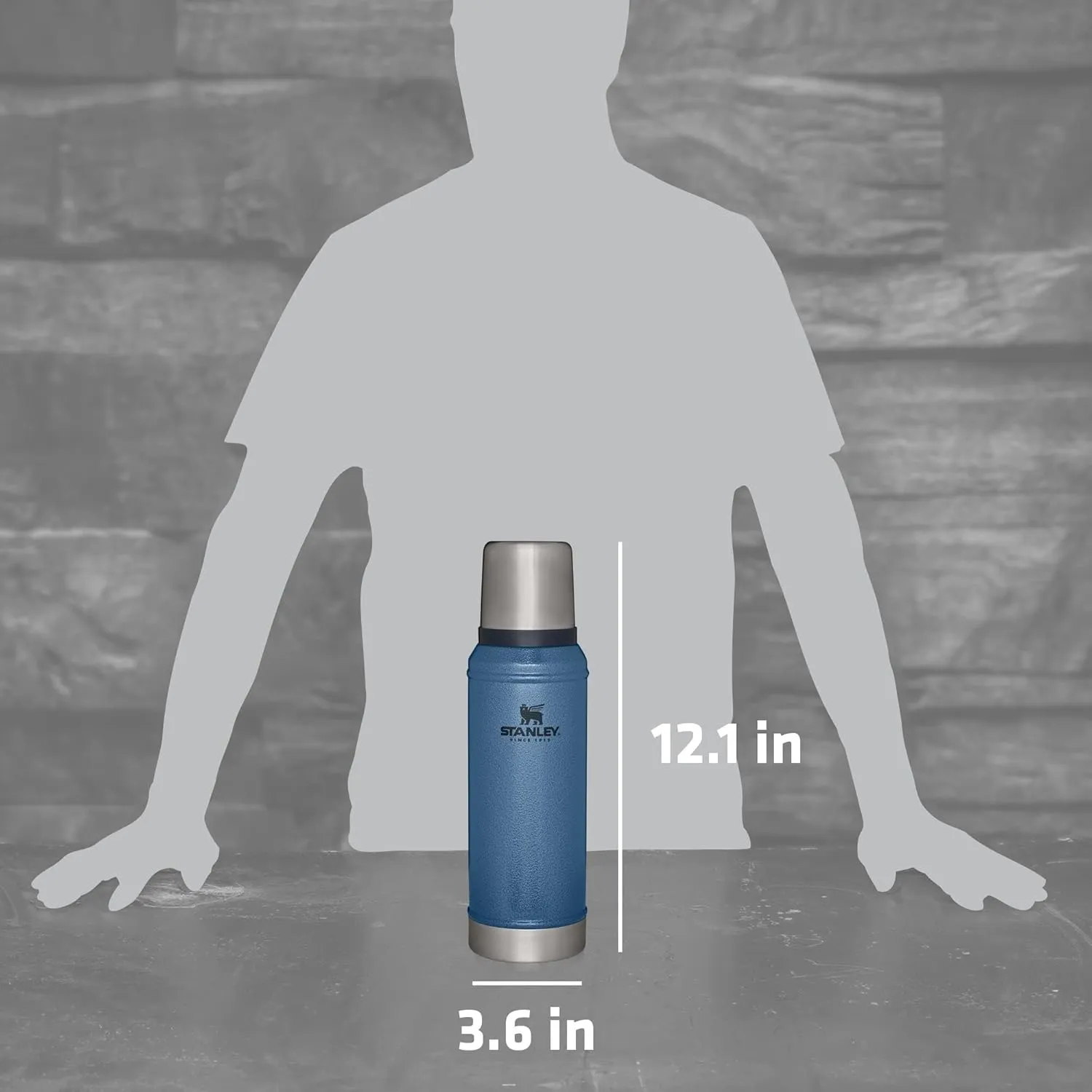 Stanley Classic Legendary Vacuum Bottle 1.0 qt | Wide Mouth with Leakproof Cup Lid | Keep Drinks Hot or Cold | Packable for Travel | Insulated Stainless Steel Thermos | BPA-Free | Hammertone Lake