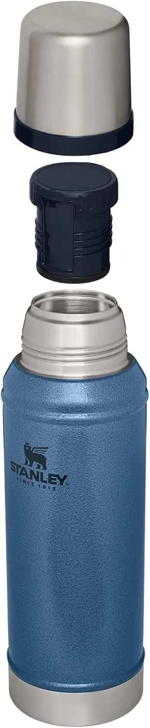 Stanley Classic Legendary Vacuum Bottle 1.0 qt | Wide Mouth with Leakproof Cup Lid | Keep Drinks Hot or Cold | Packable for Travel | Insulated Stainless Steel Thermos | BPA-Free | Hammertone Lake