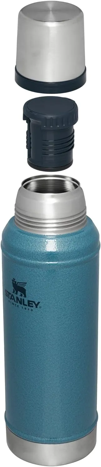 Stanley Classic Legendary Vacuum Bottle 1.0 qt | Wide Mouth with Leakproof Cup Lid | Keep Drinks Hot or Cold | Packable for Travel | Insulated Stainless Steel Thermos | BPA-Free | Hammertone Lake