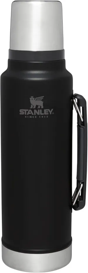 Stanley Classic Legendary Vacuum Bottle 1.5 qt | Wide Mouth with Leakproof Cup Lid | Keep Drinks Hot or Cold | Packable for Travel | Insulated Stainless Steel Thermos | BPA-Free | Black 2.0