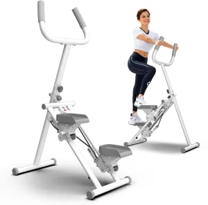 Steppers for Exercise at Home Stair Stepper with Handlebar Compact Foldable Cardio Exercise Climber with Extended Step Range & Adjustable Pedals 300LBS Loading Capacity