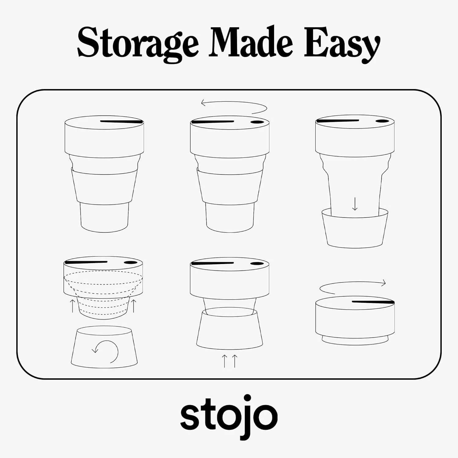 STOJO Collapsible Travel Cup - Reusable To-Go Pocket Size Silicone Bottle for Hot and Cold Drinks - Perfect for Camping - Microwave & Dishwasher Safe (Carbon, 24 Ounce (Pack of 1))