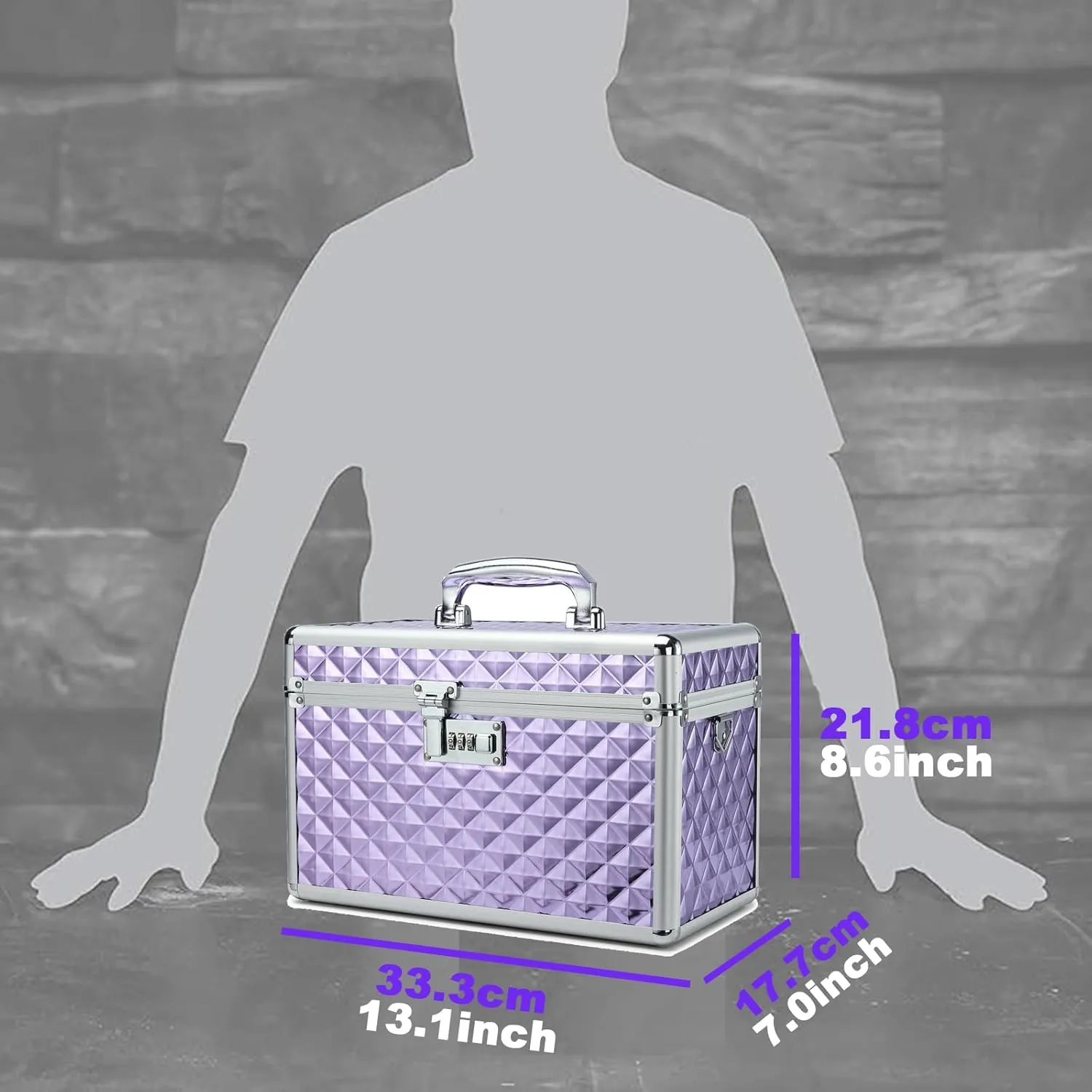 Storage Lock Box with Combination Lock, Lockable Medicine Storage Box, Empty First Aid Box, Security Lock Box, Multipurpose Locking Box for Home and Outdoor Use (Purple, Large)
