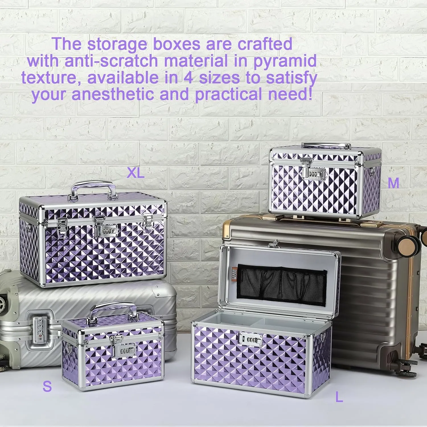 Storage Lock Box with Combination Lock, Lockable Medicine Storage Box, Empty First Aid Box, Security Lock Box, Multipurpose Locking Box for Home and Outdoor Use (Purple, Large)