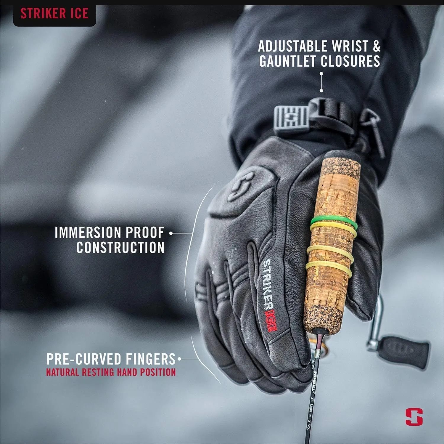 Striker Unisex Combat Waterproof Breathable Insulated Ice Fishing Gloves with Adjustable Wrist and Gauntlet Closure