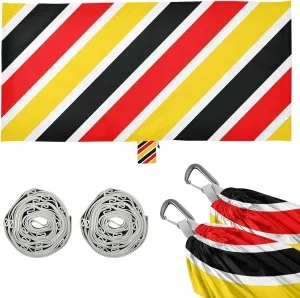 Stripe Black Red Yellow Aesthetics Outdoor Hammock with Portabl Carry Bag Backyard Hammock for Patio Backyard Lounge Base