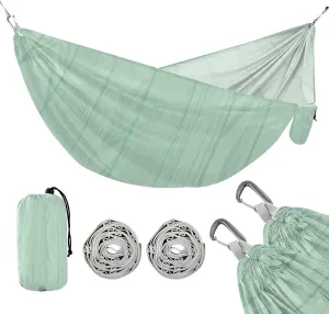 Striped Green Wood Texture Vintage 330lb Capacity Outdoor Hammocks with Hanging Rope Cloth Hammock for Outside Camping Essentials Base para poner hamaca