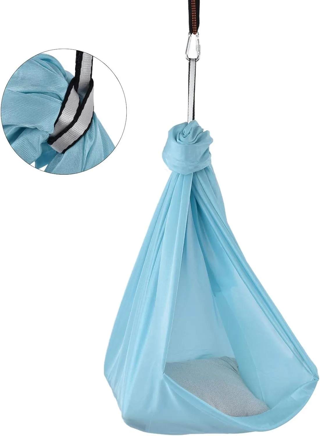Sturdy 25KN Aerial Yoga Hammock, Transparent Nylon Material, Easy Setup with Daisy Chains O, for Body Firming, Yoga Swing, Anti Yoga, Indoor Outdoor Use (Light Blue)