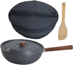 Sturdy Aluminum Alloy Outdoor Wok Pan Non-stick Surface Camping Single Pot Picnic Cookware for Hiking