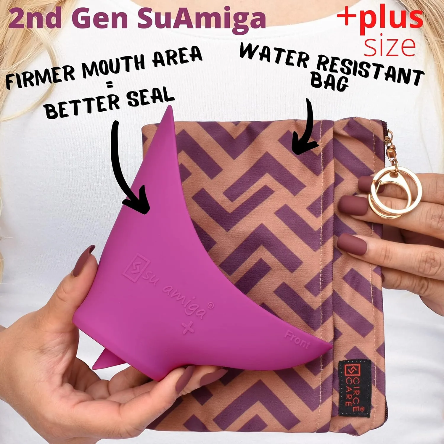 SuAmiga Female Urination Device Collapsible Female Urinal; Portable Reusable Urinal for Women to Pee Standing Up; Women Pee Funnel for Travel, Camping, Hiking, Outdoor (Soft,Firm,Plus Size)