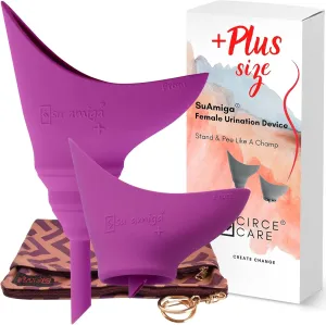 SuAmiga Female Urination Device Collapsible Female Urinal; Portable Reusable Urinal for Women to Pee Standing Up; Women Pee Funnel for Travel, Camping, Hiking, Outdoor (Soft,Firm,Plus Size)