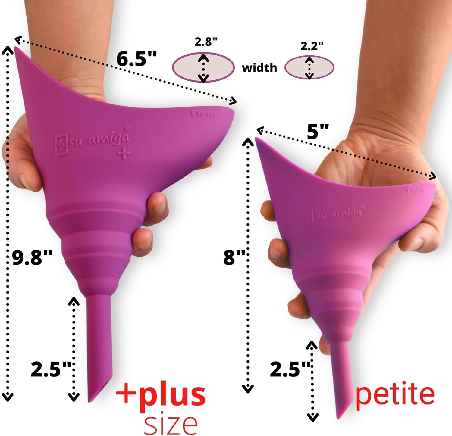 SuAmiga Female Urination Device Collapsible Female Urinal; Portable Reusable Urinal for Women to Pee Standing Up; Women Pee Funnel for Travel, Camping, Hiking, Outdoor (Soft,Firm,Plus Size)
