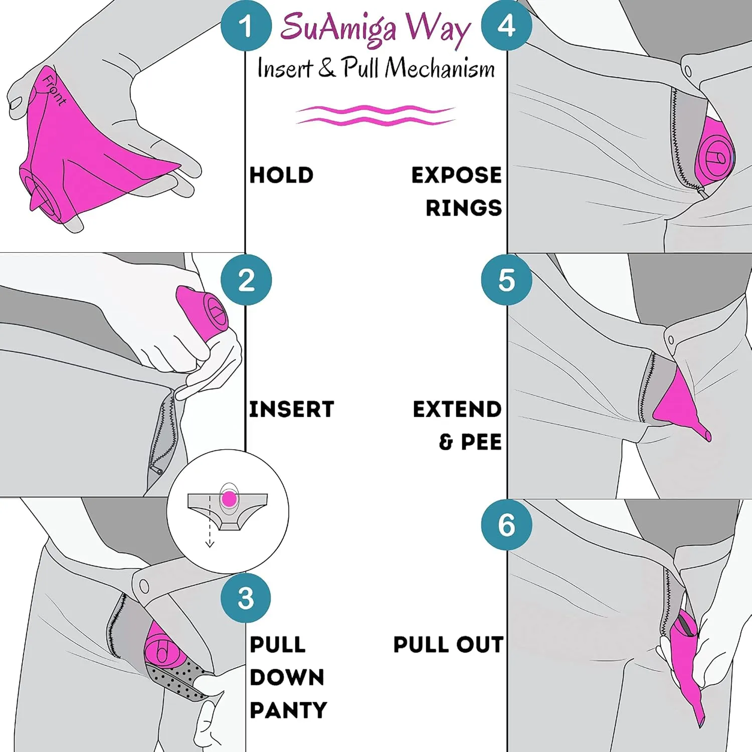 SuAmiga Female Urination Device Collapsible Female Urinal; Portable Reusable Urinal for Women to Pee Standing Up; Women Pee Funnel for Travel, Camping, Hiking, Outdoor (Soft,Firm,Plus Size)