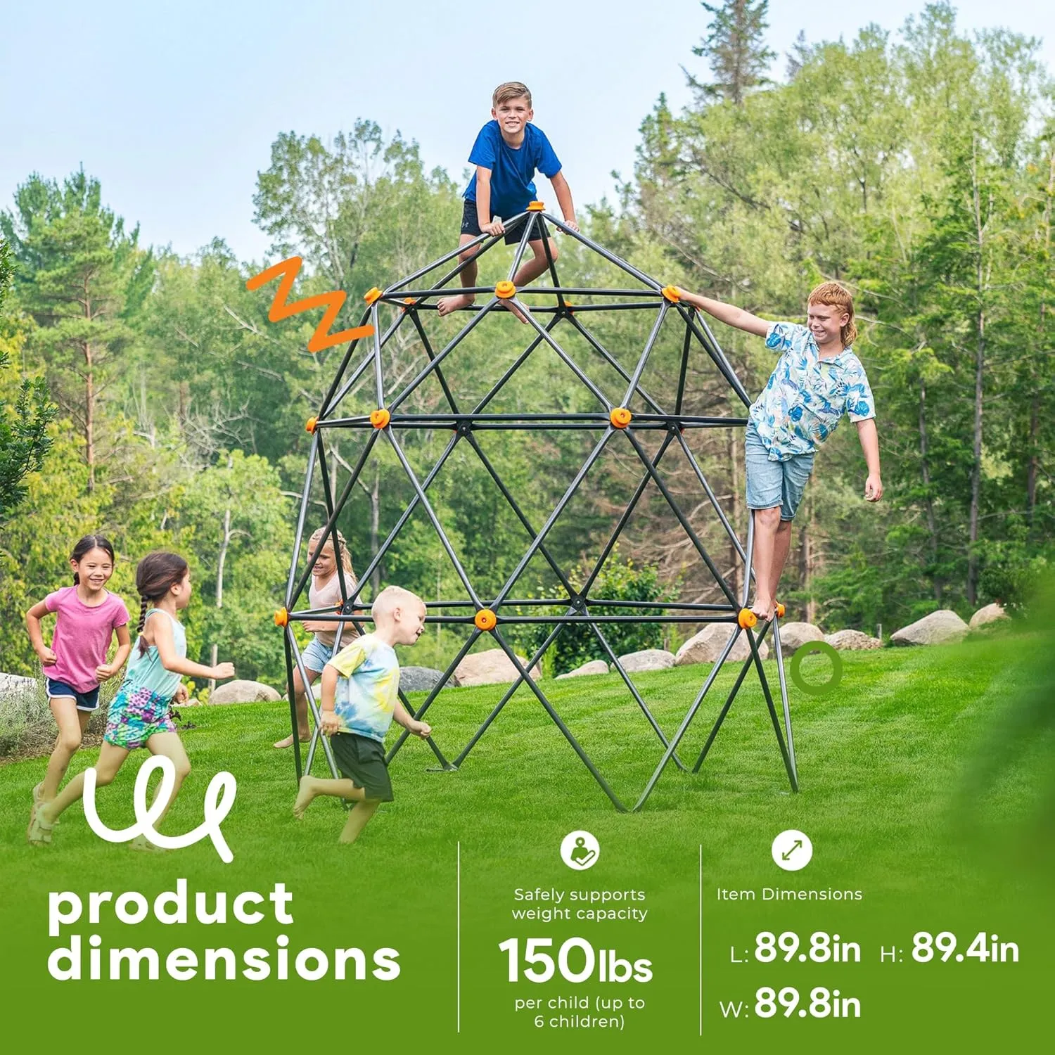 SummitPro Climbing Dome – Heavy Duty, 7.5' Non Slip Kids Climber with Rock Climbing Hand Grips, Ages 3-10