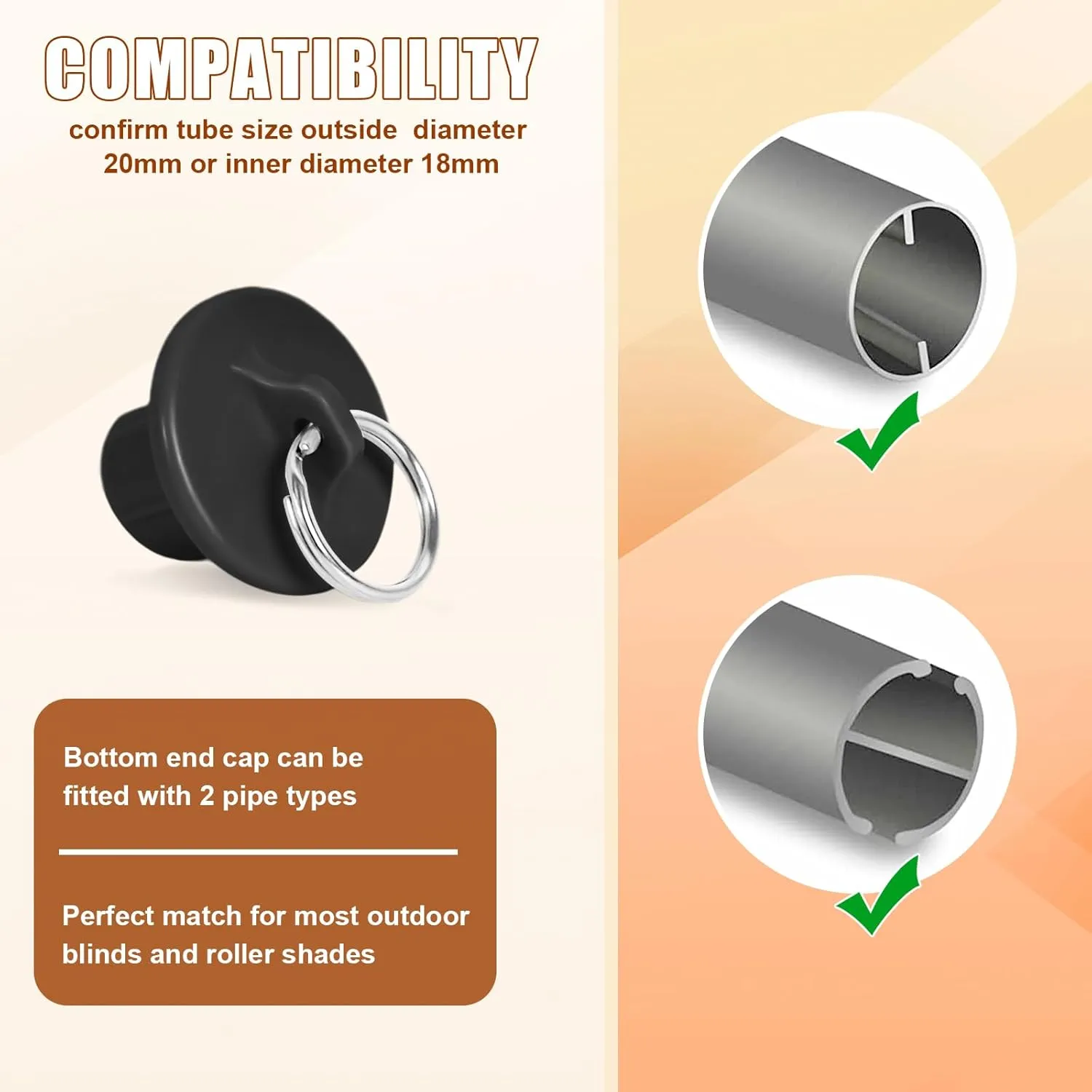 Sun Visor Parts Bungee kit and end Cover, Weather Resistance, for Coolaroo External Roller Shutter, Outdoor Shutter, Roller Shutter (Bungee Kit   End Cap 3 Set, Black)