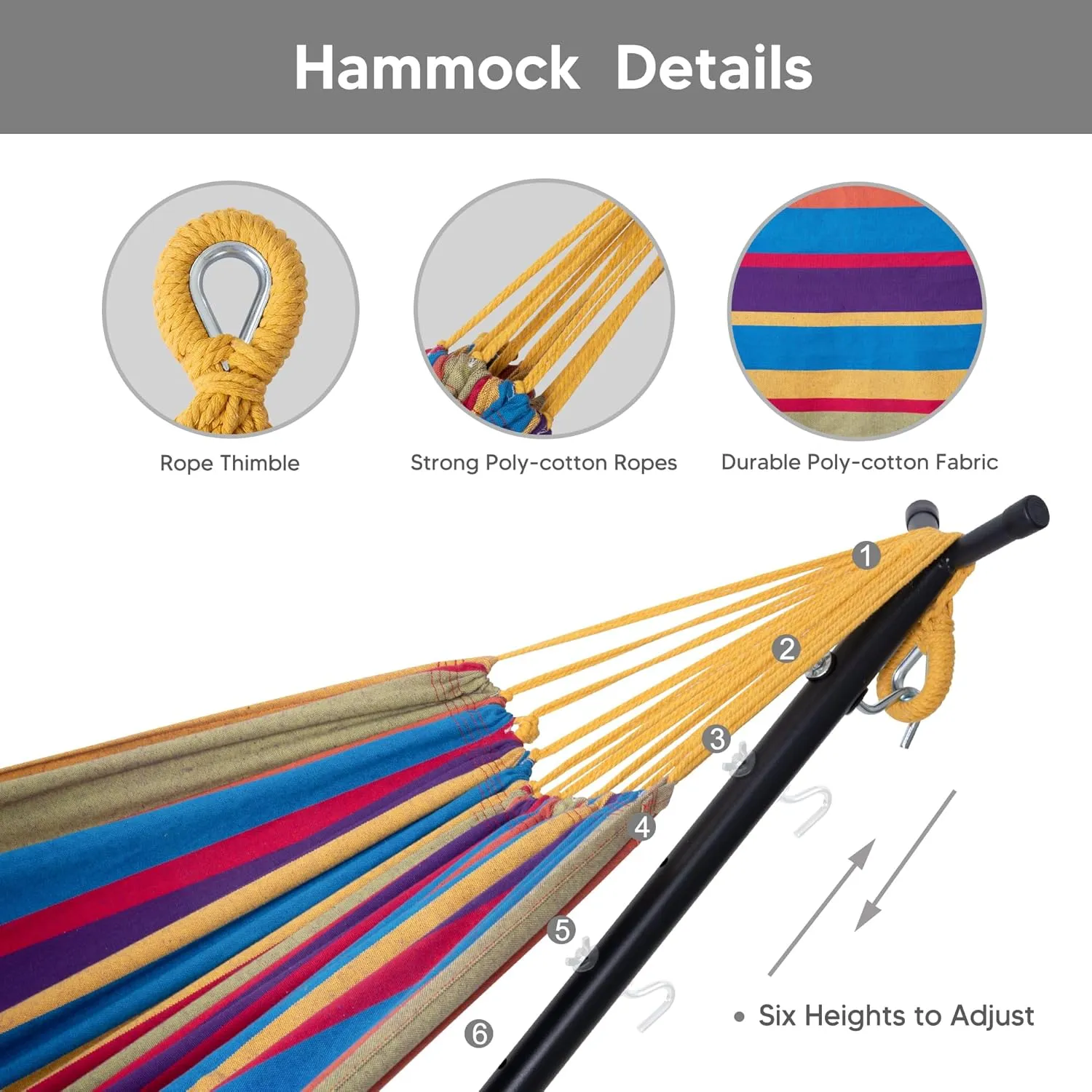 SUNCREAT 2-in-1 Convertible Backyard Fabric Hammock with Stand, Large Hammocks for Outside, Patent Pending, Purple Stripe