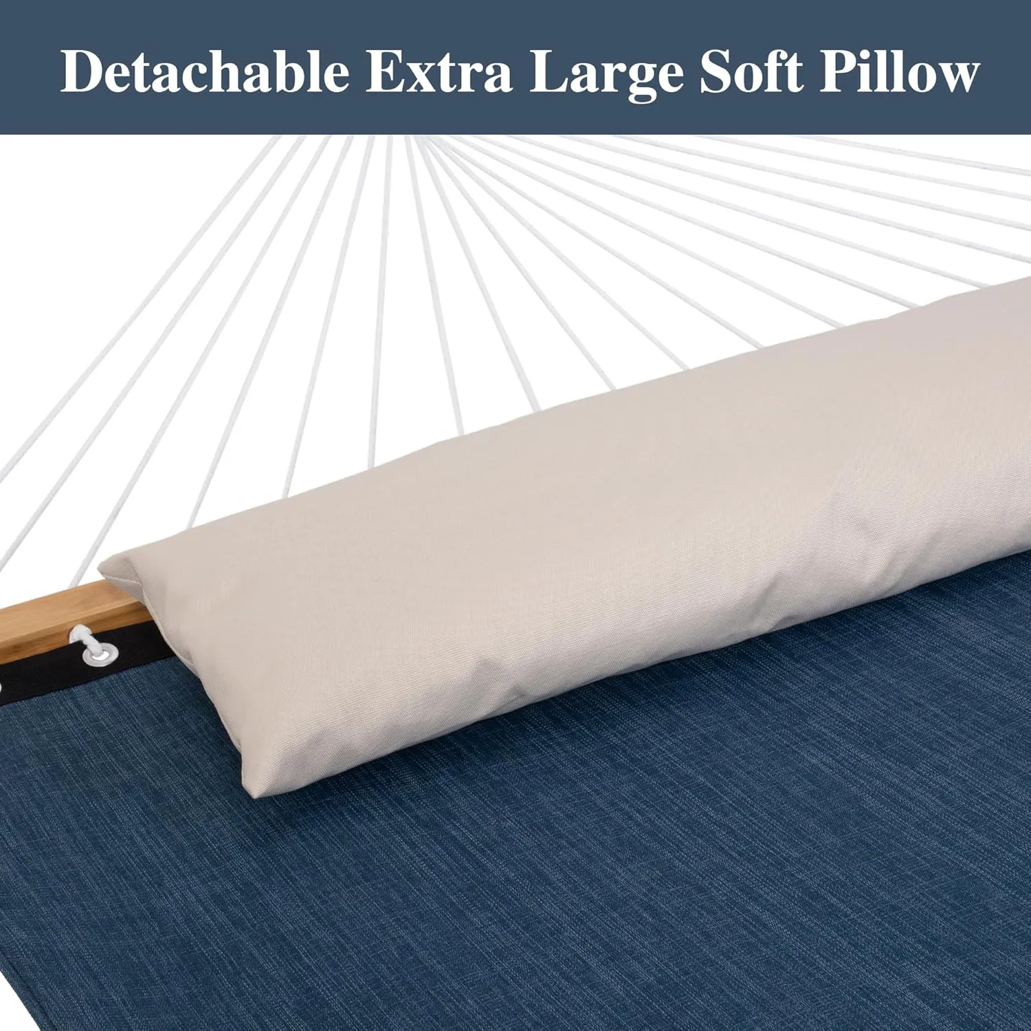 SUNCREAT Hammocks for Outside with Stand, Quick Dry Two Person Hammock with Head Pillow, 450 lbs Capacity, Navy