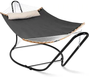 SUNCREAT Hammocks Free Standing Hammock for Outside, Heavy Duty Stand Alone Hammock for Backyard, Patio, Garden, Patent Pending, Dark Gray