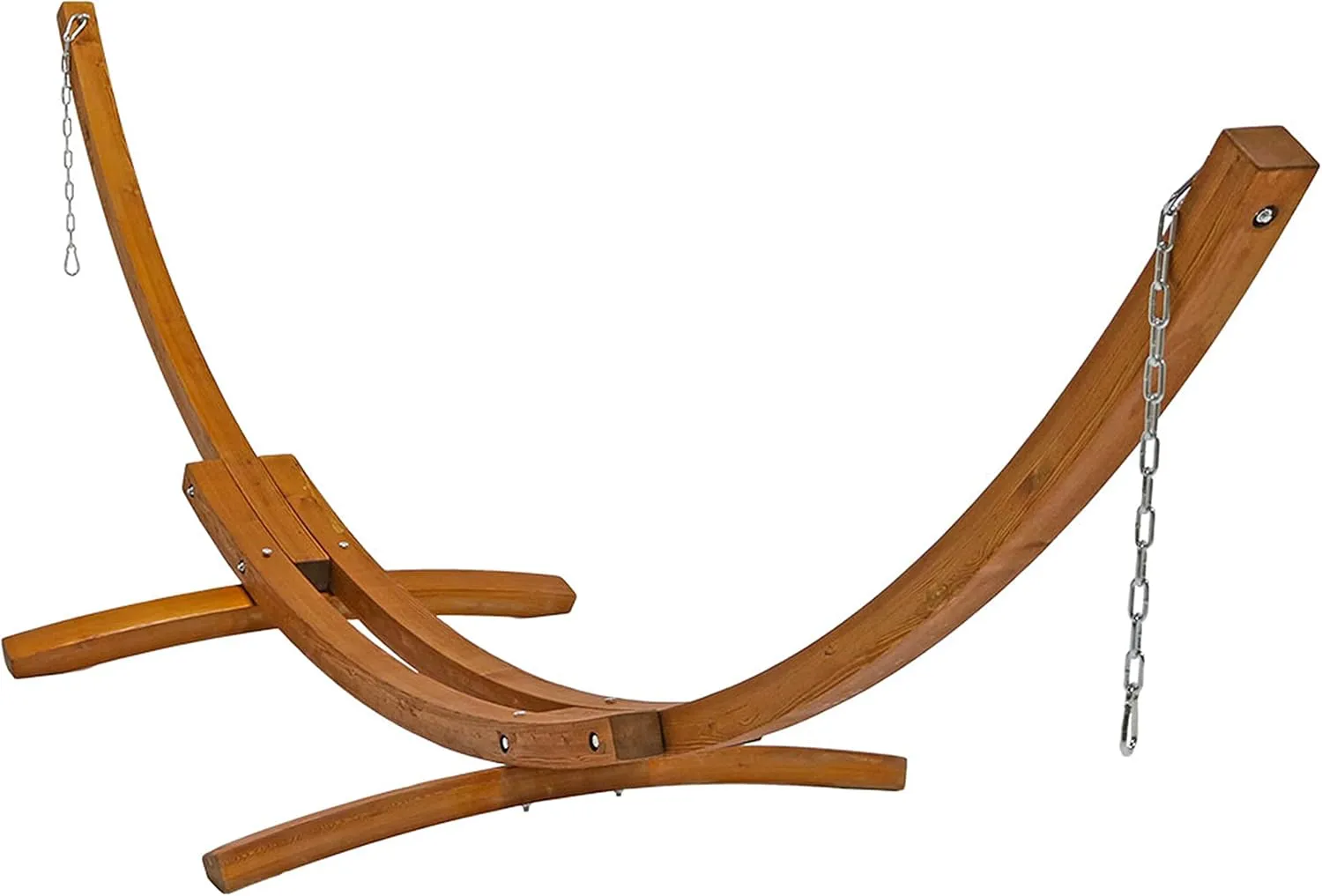 Sunnydaze Double Quilted Fabric Hammock with 13-Foot Curved Arc Wood Stand - 400-Pound Capacity - Sandy Beach