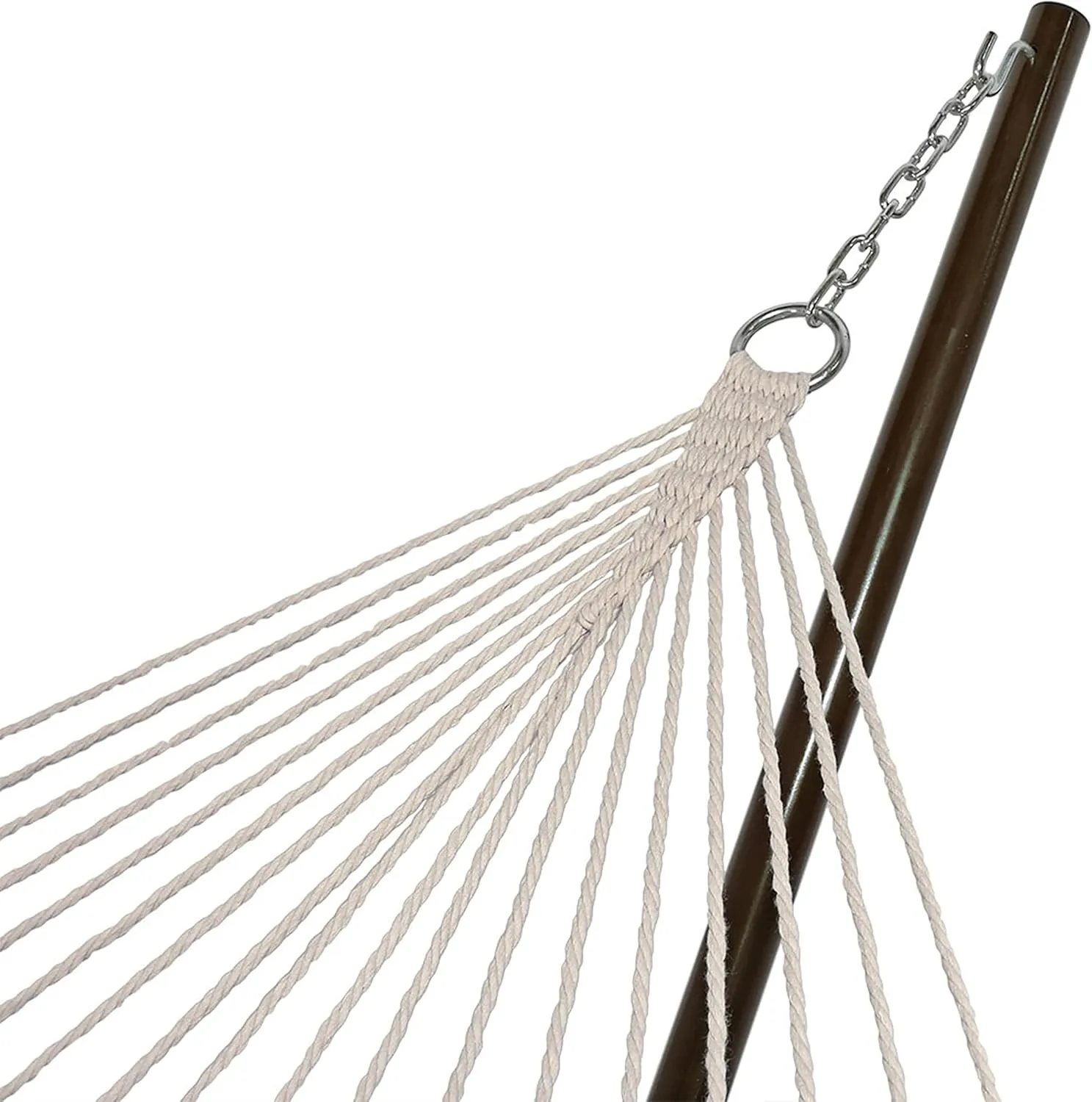 Sunnydaze Rope Hammock with 12-Foot Stand and Hammock Pad - 275-Pound Capacity - Desert Stripe