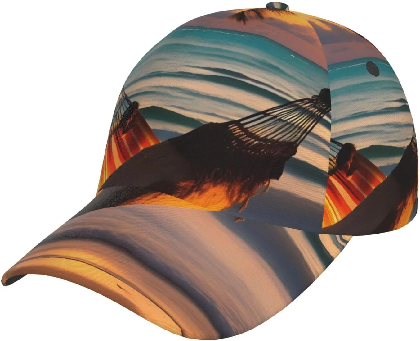 Sunset Beach Hammock Baseball Caps, Adjustable Baseball Caps,# Men's and Women's Baseball Caps, Sports Caps for All Seasons. Black