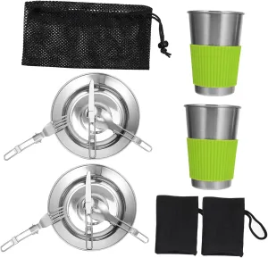 SUPVOX Campfire Spoons Plate Set 11pcs Stainless Steel Camping Utensils Outdoor Dinning Set