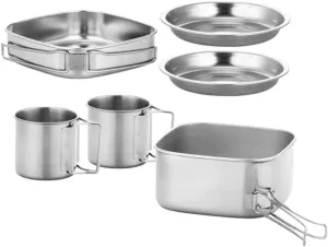 SUPVOX Camping Cooking Pot Foldable Portable Cookware Set Stainless Steel Perfect for Outdoor Activities