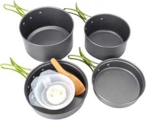 SUPVOX Camping Cookware Set Titanium Pot 2-3 Person Outdoor Cooker Kit Non-Stick Cooking Pot