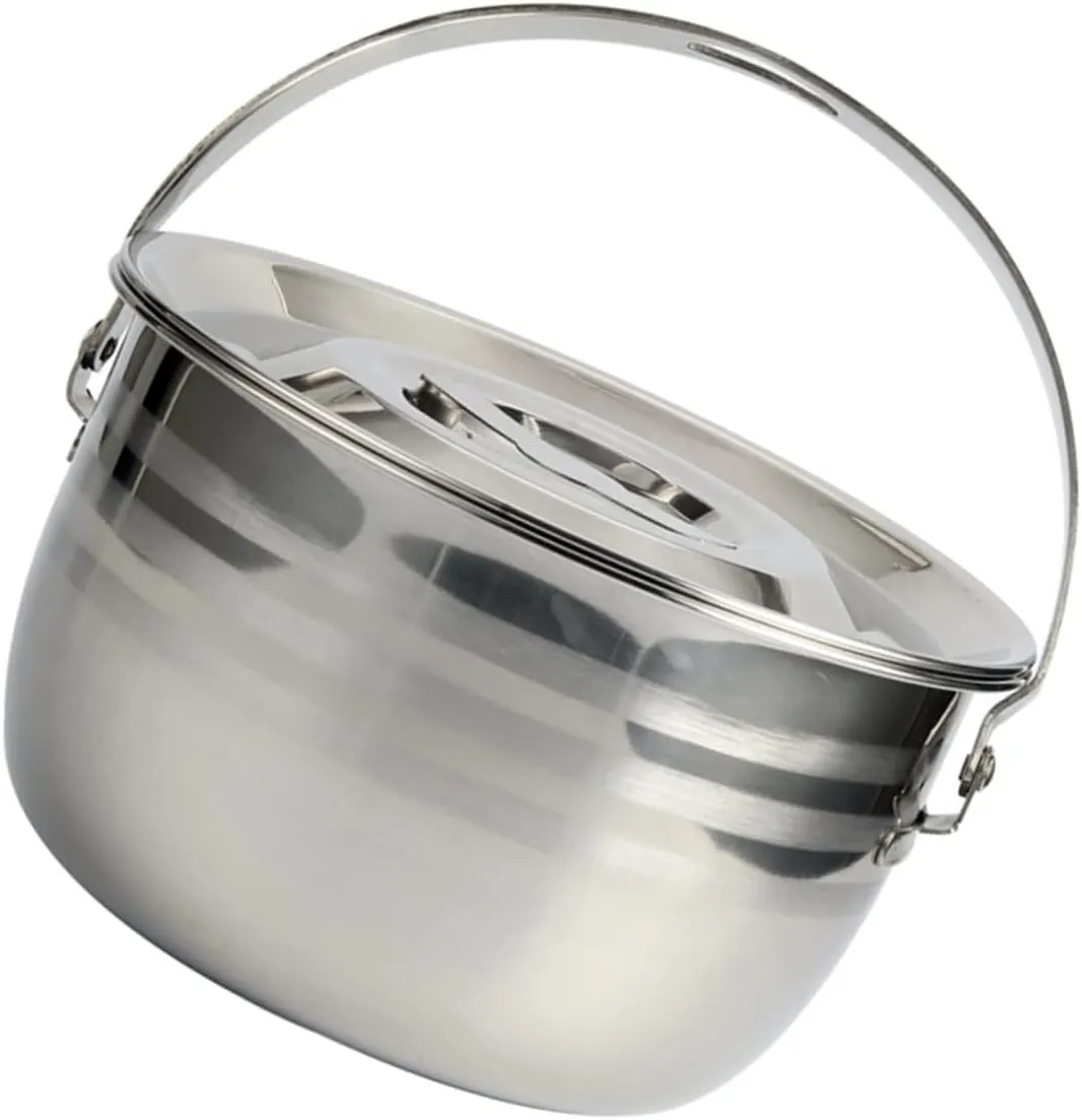 Survival Pots and Pans Non-stick Hanging Soup Pot for Campers Stainless Steel