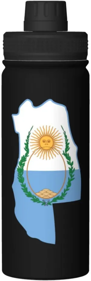 Svg Flag Map of Mendonza Province Water Bottle 18OZ Stainless Steel Insulated Water Bottles With Spout Lid Sports Keep Cold and Hot Water Bottle For Biking Hiking