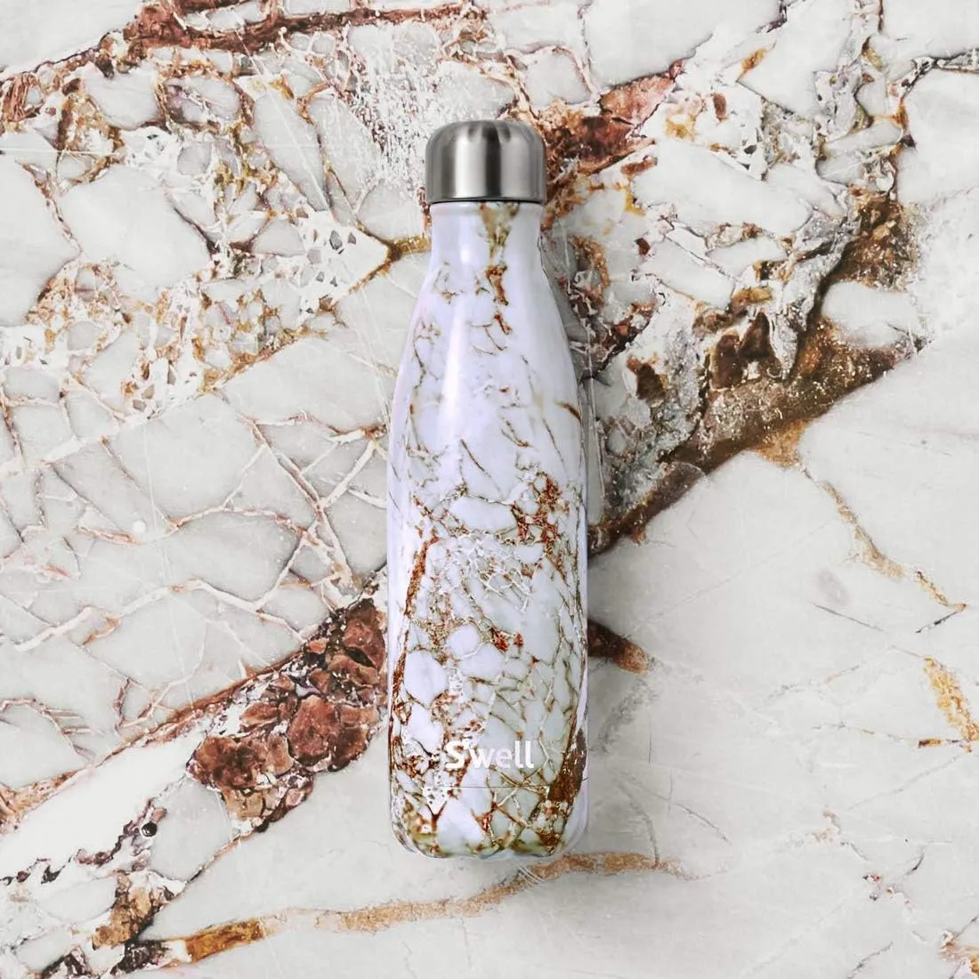 S'well Steel Water Bottle-25 Calacatta Gold-Triple-Layered Vacuum-Insulated Containers Keeps Drinks Cold for 48 Hours and Hot for 24-BPA-Free-Perfect for the Go, 25 fl oz