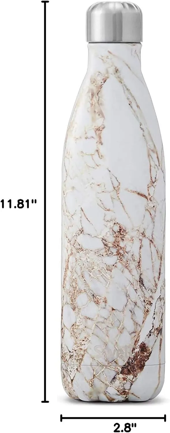 S'well Steel Water Bottle-25 Calacatta Gold-Triple-Layered Vacuum-Insulated Containers Keeps Drinks Cold for 48 Hours and Hot for 24-BPA-Free-Perfect for the Go, 25 fl oz