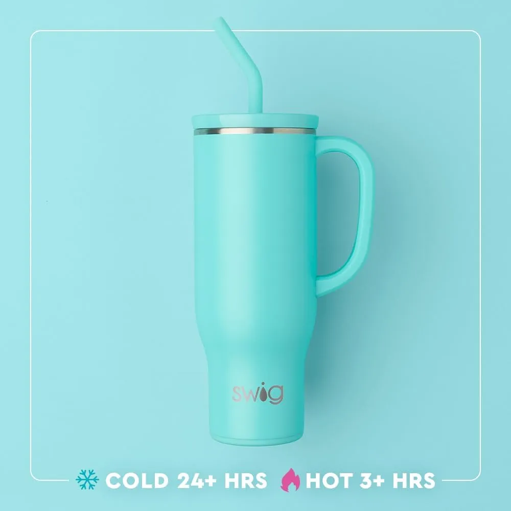 Swig Life 30oz Mega Mug, 30oz Tumbler with Handle and Straw, Large Insulated Tumblers, Cup Holder Friendly Travel Mug, Stainless Steel 30 oz Tumbler, Reusable Insulated Water Bottle (Book Club)