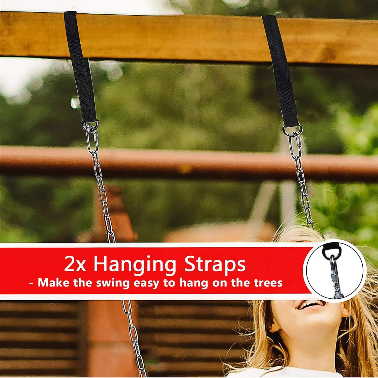 Swing Seat, 66" Heavy Duty Coated Iron Chain Sensory Swing, Therapy Swing Seat,Outdoor Playground Swing Set Accessories with Snap Hooks and Hanging Straps(Red)