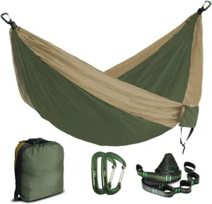 Swing Set Double Parachute Hammock, Nylon Fabric, Portable Army Survival Hammock for Outdoor Travel Camping Swing Seat (Color : Army Green and Khaki)