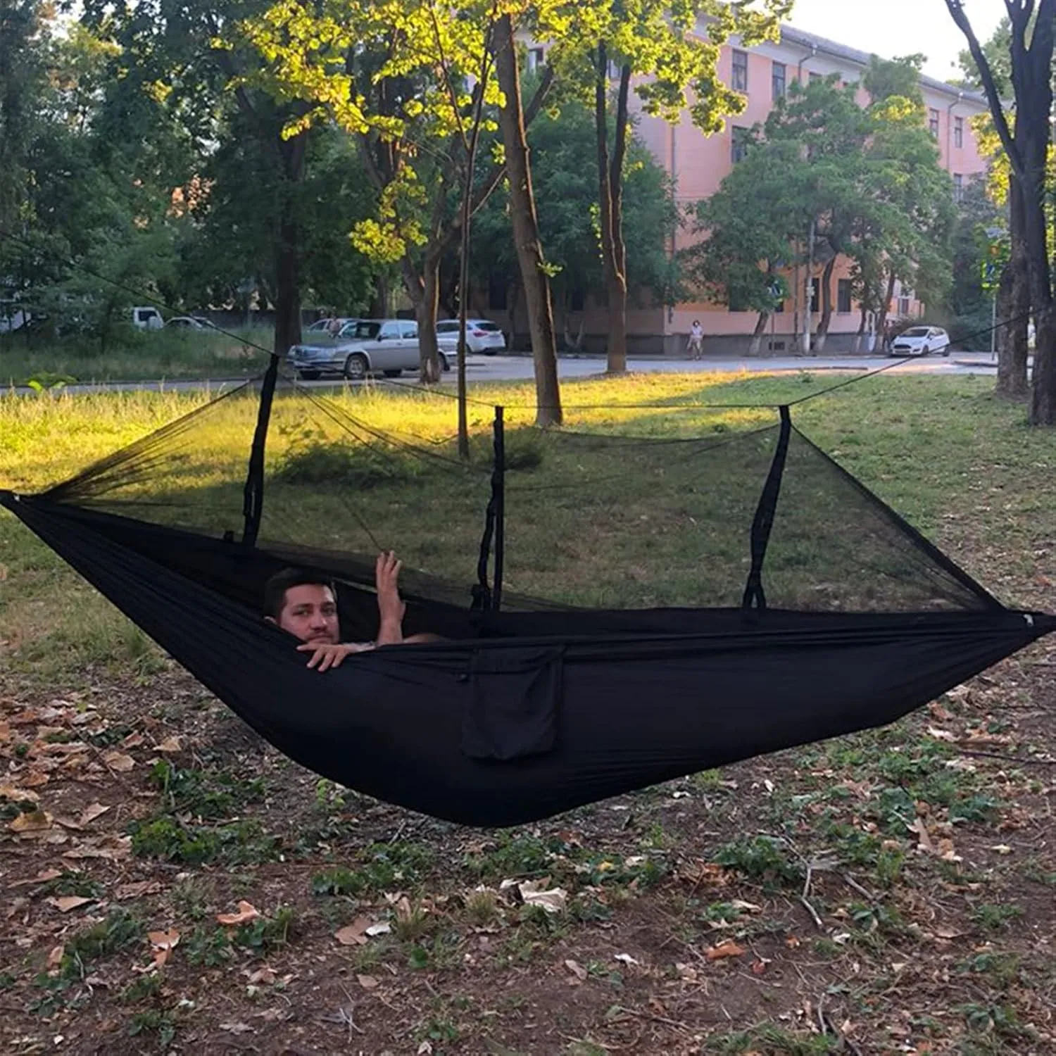 Swing Set Ultra Light Net Hammock, Tent Net, Outdoor Backyard Hiking Backpack, Travel Camping Double Swing Seat (Color : B)