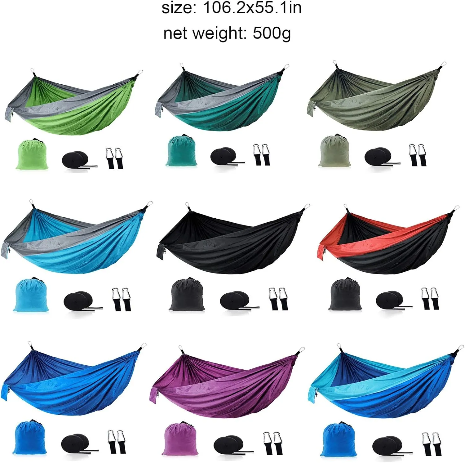 Swings Single Double Outdoor Hammock Swing Parachute Cloth Nylon Hammock Portable Hammock Hammock Chair 106.2x55.1 Inches (9 Colors) Swing Outside Toys (Color : F)