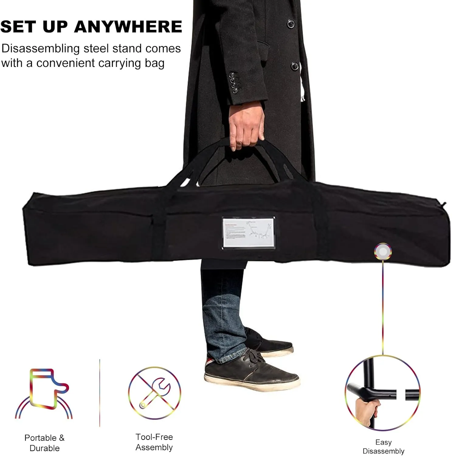 SZHLUX Double Hammock with Stand Included 450lb Capacity Steel Stand, Premium Carry Bag Included and Two Anti Roll Balance Beam