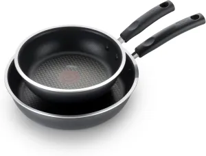 T-fal Signature Non Stick Fry Pan Set 2 Piece: 8 and 10.5 Inch, Oven Broiler Safe 350F, Heat Indicator, Cookware Set Nonstick, Frying Pans, Skillets, Pots and Pans, Home, Dishwasher Safe, Black