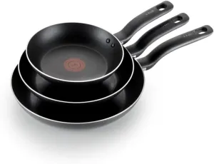 T-fal Specialty Nonstick Fry Pan Set 3 Piece, 8, 9.5, 11 Inch, Oven Broiler Safe 350F, Cookware, Pots and Pans Set Non Stick, Kitchen Frying Pans, Skillets, Durable, Dishwasher, Black