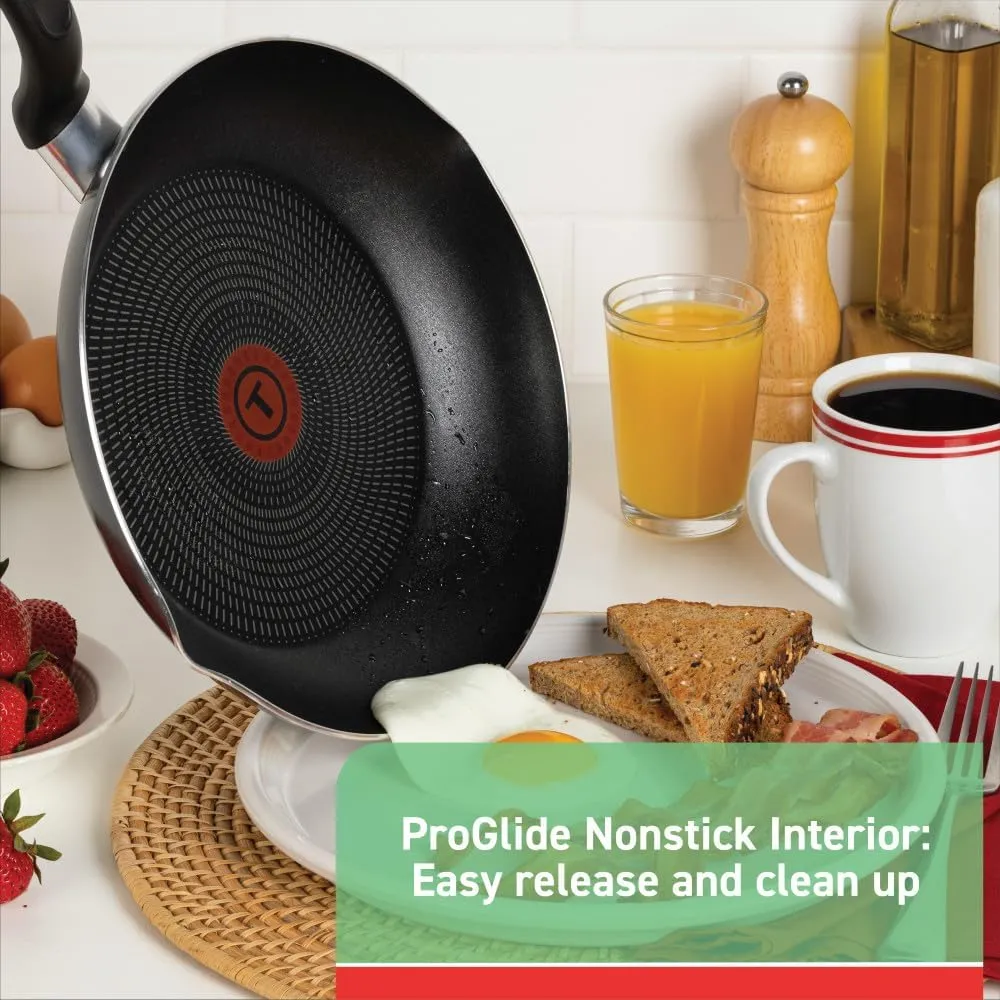 T-fal Specialty Nonstick Fry Pan Set 3 Piece, 8, 9.5, 11 Inch, Oven Broiler Safe 350F, Cookware, Pots and Pans Set Non Stick, Kitchen Frying Pans, Skillets, Durable, Dishwasher, Black
