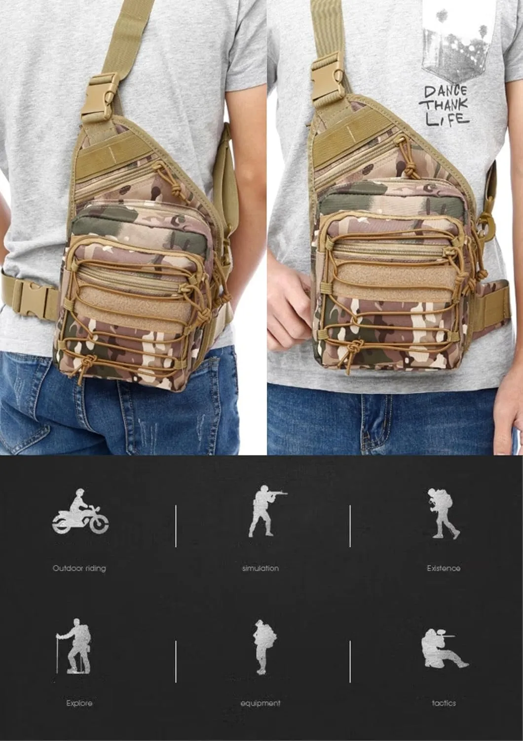 Tactical Backpack,Small Backpack and Sling Bag for Men,Crossbody Bag Men,Military Rucksack.