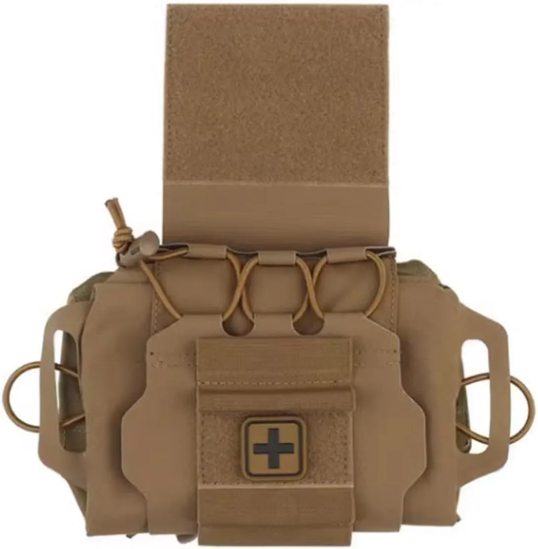 Tactical Medical IFAK Pouch Rapid/Quick Deploy First Aid Pouch Kit Hook and Loop Pack Emergency Survival Bag Two-Piece System Medical Roll Carrier Handle Outdoor Sport Emergency Hunting Bag
