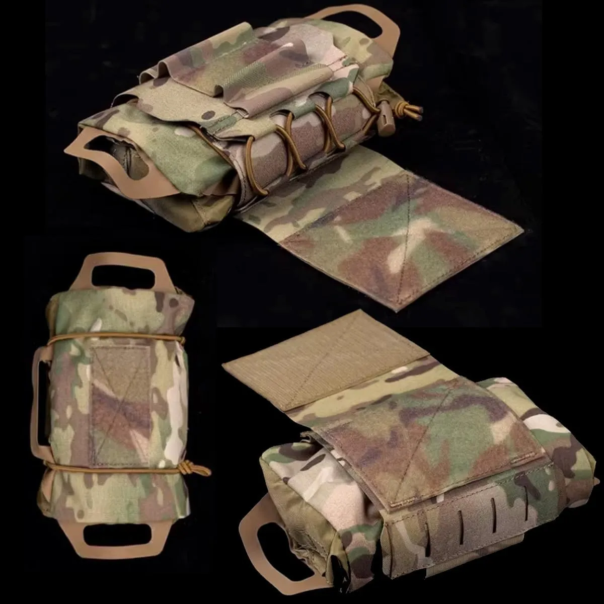 Tactical Medical IFAK Pouch Rapid/Quick Deploy First Aid Pouch Kit Hook and Loop Pack Emergency Survival Bag Two-Piece System Medical Roll Carrier Handle Outdoor Sport Emergency Hunting Bag