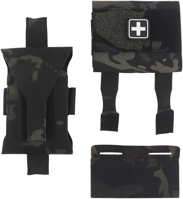 Tactical Molle Belt Mounted Micro Trauma Kit,Medical Pouch First Aid Bag IFAK Pouch with Tourniquet Holder, Large, Black