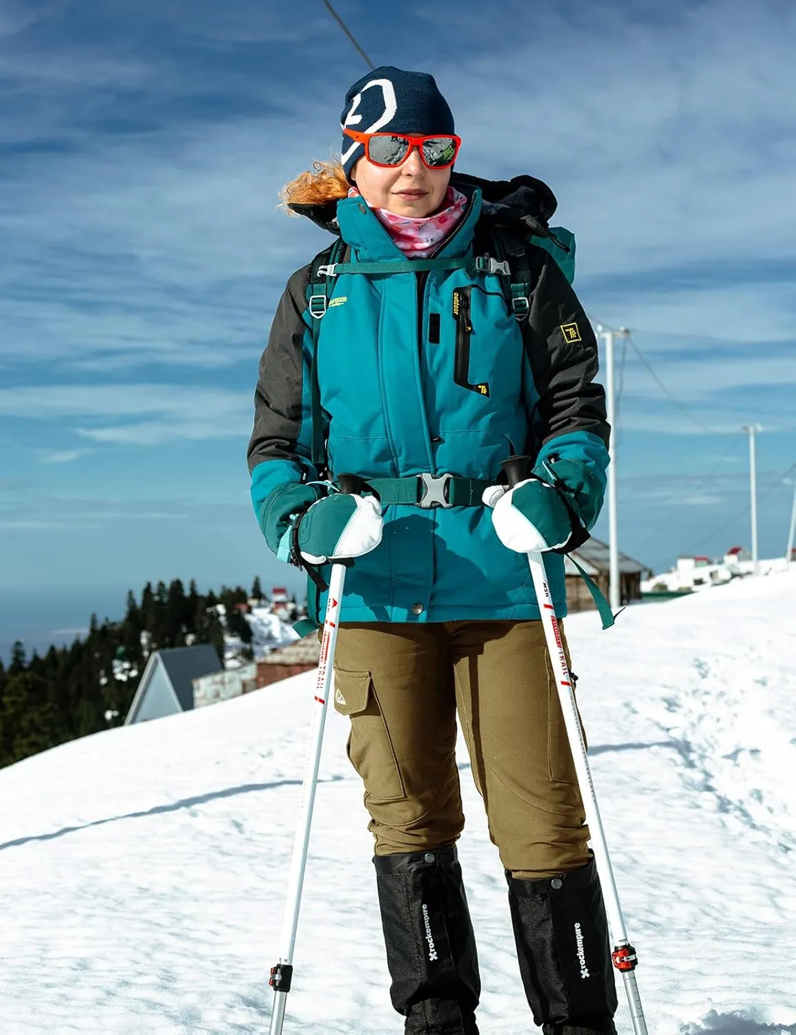 TBMPOY Women's Hiking Cargo Pants Outdoor Waterproof Windproof Softshell Fleece Snow Pants